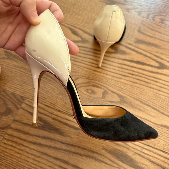 Schultz black and cream suede and patent leather heels size 7 - Picture 2 of 11